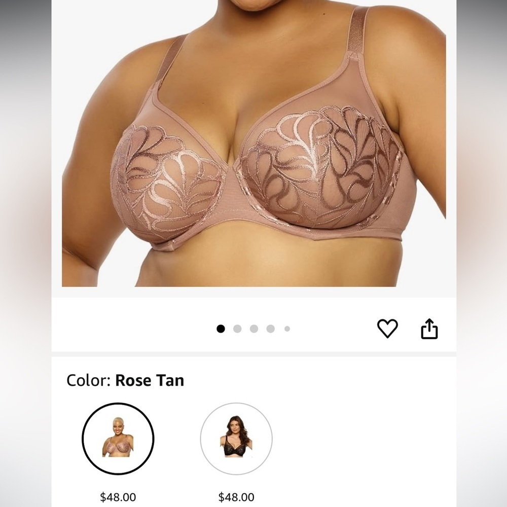 NWT Felina Paramour Lotus Embroidered Unlined Bra | Ultra-Light - Rose Tan 34G - Picture 9 of 13